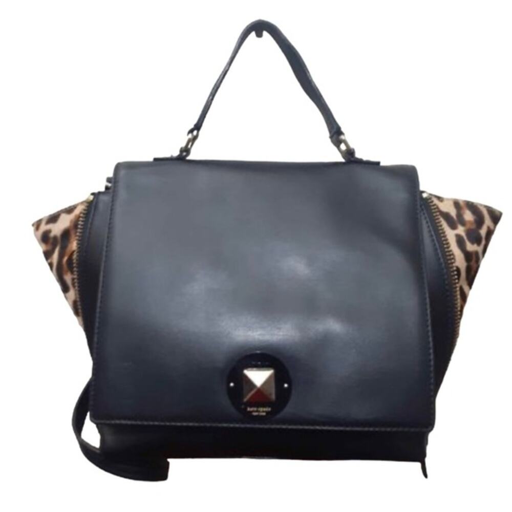 Kate Spade Varick Street Haircalf Small Abbie Satchel Crossbody Black